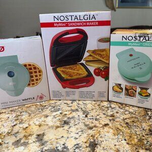 MyMini Sandwich Maker, Pancake Griddle & Mini Waffle Maker - Brand New - All 3